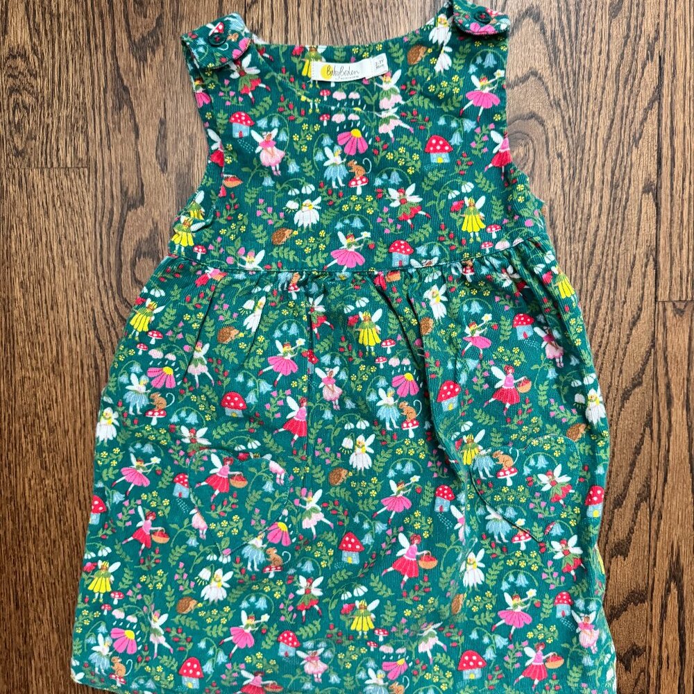 Mini Boden Corduroy Jumper Dress – Forest Fairy Print - 2-3Y
